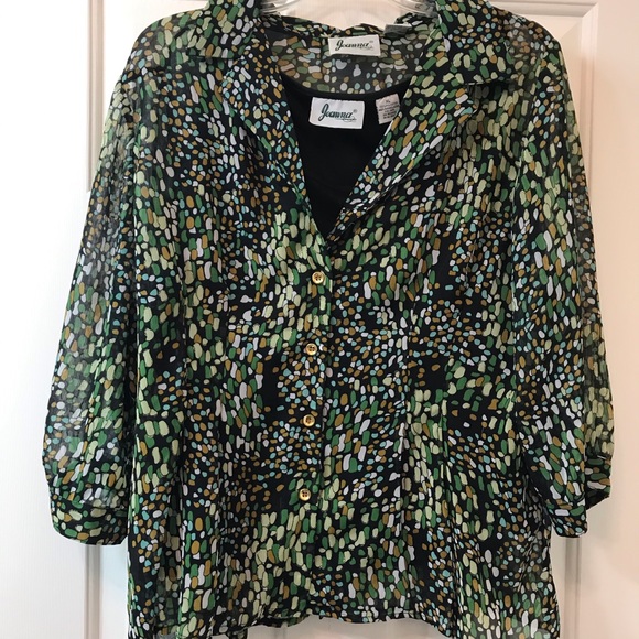 joanna Tops - Women’s top blouse 2 piece blouse with black shell